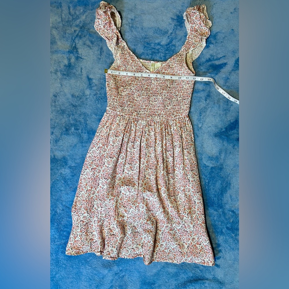 Japna Pink Floral Smocked Mini Dress with Ruffle Straps - Picture 3 of 4